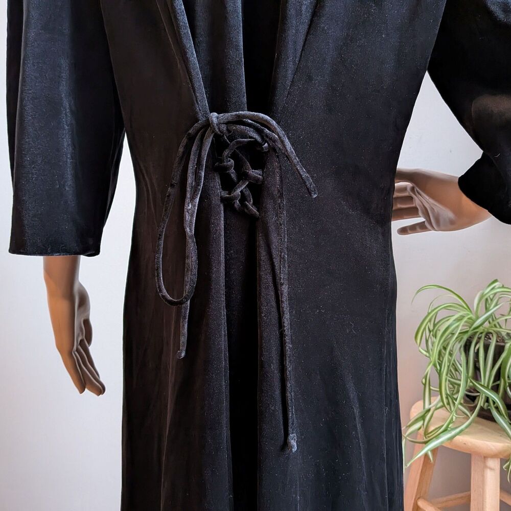 Vintage 90s Ultra Velvet Maxi Dress Lace Collar Wednesday Adams Plus Size 18W - Picture 11 of 11